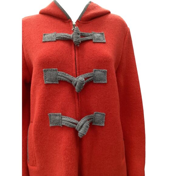 Geiger Coat Women’s Size 12 Wool Blend with Gray Trim and Toggle Closures in Red - Picture 4 of 5